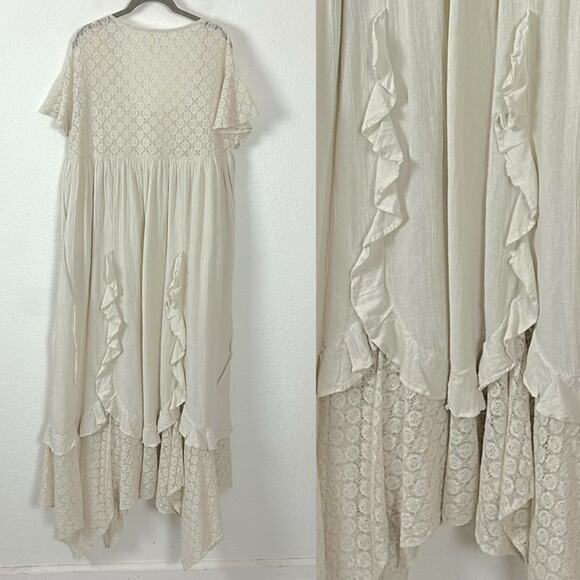 Free People Ethereal Bohemian Bring The Romance Midi Maxi Dress Neutral Medium - Picture 12 of 16